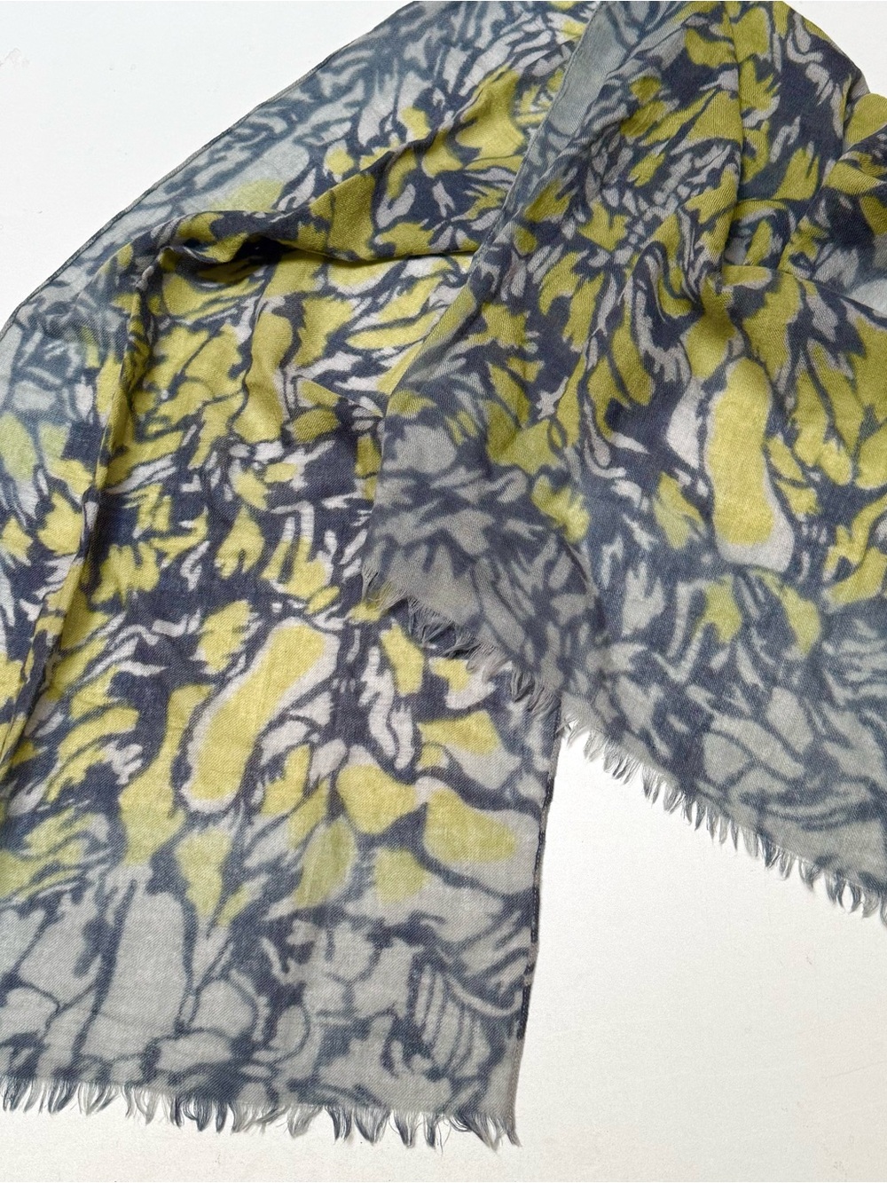 Lightweight Grey and Yellow Floral Print Scarf